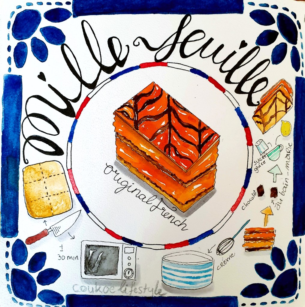 Vier de dag met deze schitterende oranje mille-feuille, een feestelijke twist op de klassieke Franse lekkernij. Elk laagje is doordrenkt met de levendige kleur en smaak van oranje.