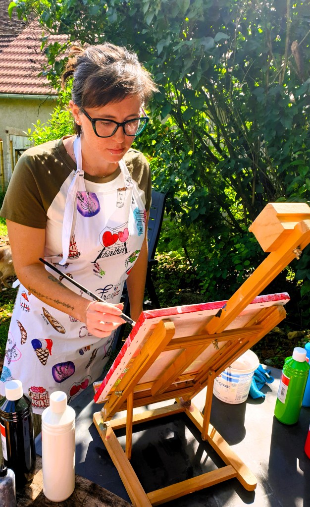 Buiten schilderen, in de groene Bourgogne