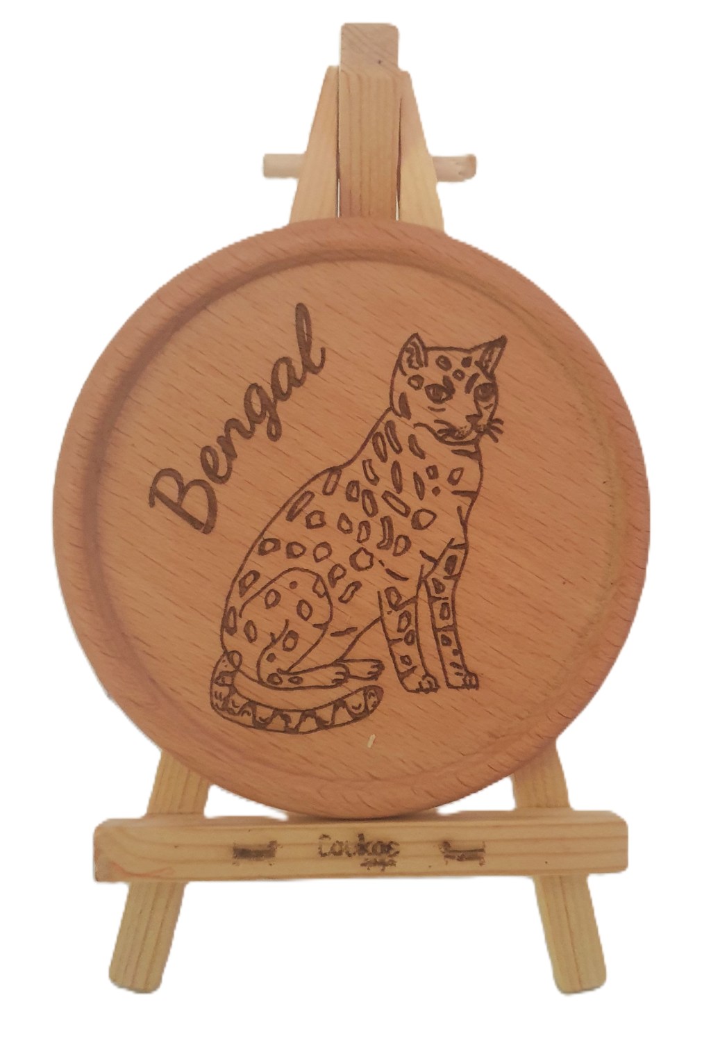 Handgetekende houten kattenonderzetters – uniek en gepersonaliseerd!